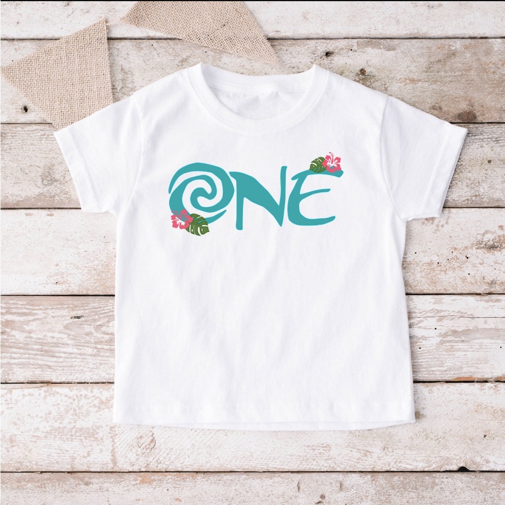 Moana Theme One Year Old Kids White Graphic T-Shirt